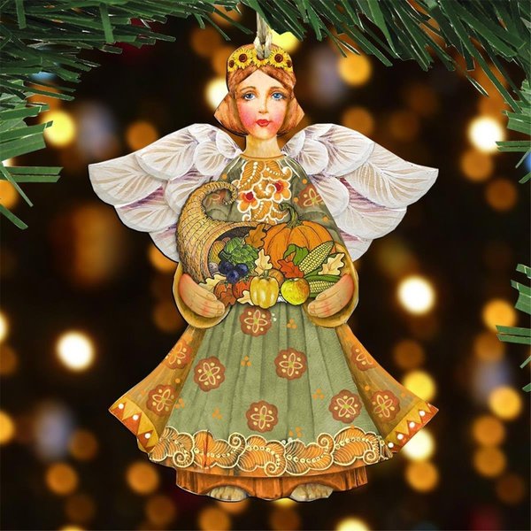 Gloriousgifts 8155232 Fall Angel Wooden Ornament Set of 2 GL1785988